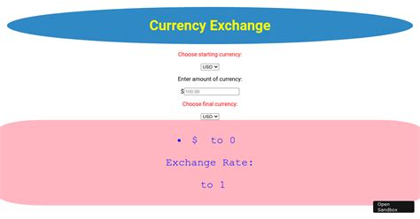 Currency App React Cservenak Codesandbox