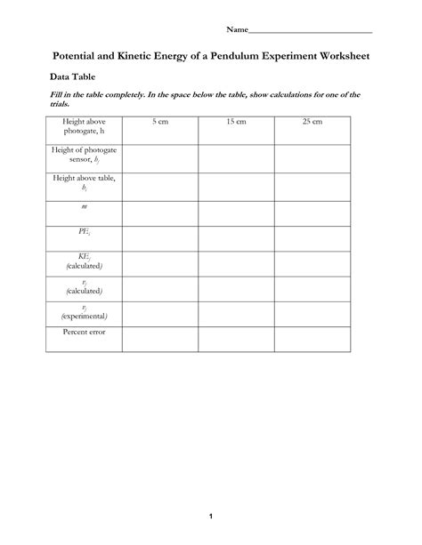 10 Potential Kinetic Energy Worksheet