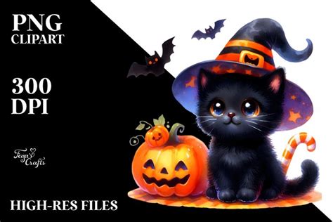 Cute Baby Black Cat for Halloween | Clipart