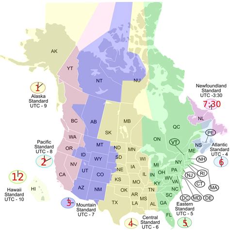 Canada Map Provinces And Time Zones