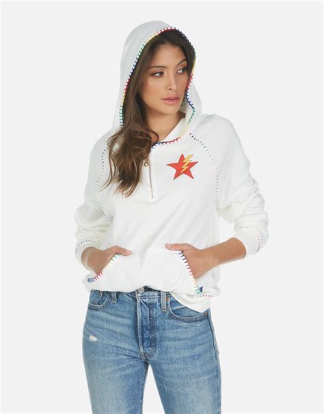 Rainbow Lightning Eye Half Zip Hoodie Dezi By Lauren Moshi