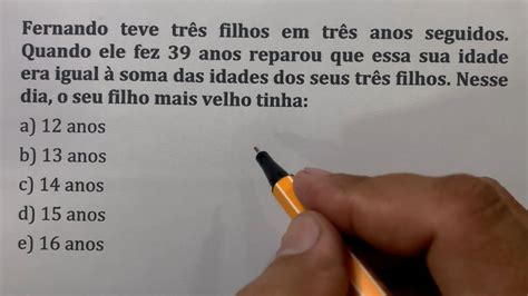 Problema de Matemática Idades YouTube