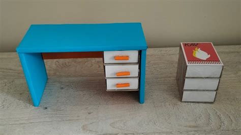 DIY mini desk with drawers Kartondan ve kibrit kutusundan masa yapımı