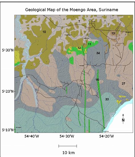 Geological Map Of The Moengo Area Of Suriname With The Numbered Units