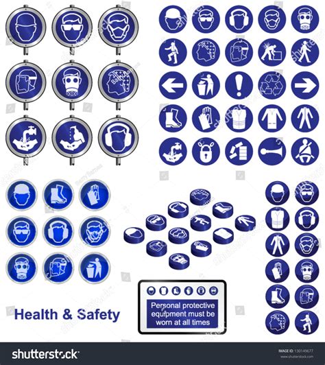 Health And Safety Icons And Sign Collection Stock Vector Illustration ...