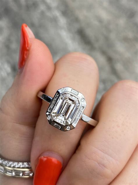 Emerald Cut With Baguette Halo Factory Sale Bellvalefarms