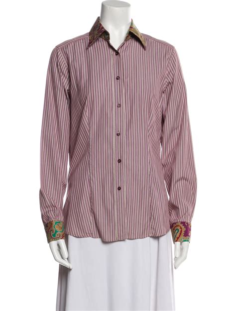 Etro Printed Long Sleeve Top Purple Tops Clothing Etr The