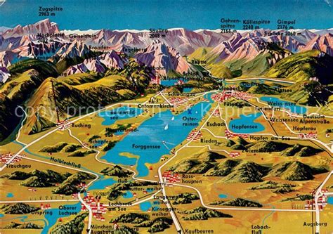 Ak Ansichtskarte Forggenseeschwangau Und Umgebung Panoramakarte