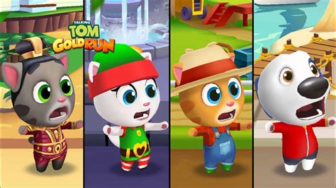 Talking Tom Gold Run General Tom Vs Elf Angela Vs Farmer Ginger Vs