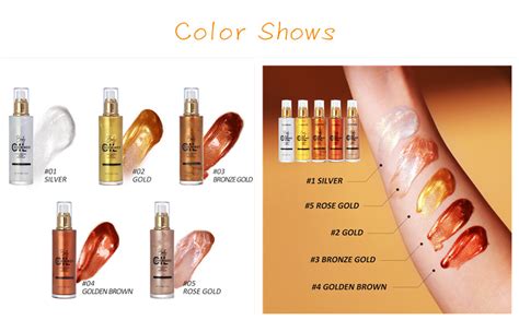 5 Color Shimmer Body Luminizer Glow Illuminator Liquid Body Highligther For Face