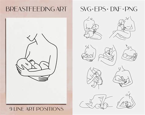 Breastfeeding Svg Clipart Mom And Newborn Art Woman Line Art By Anmark Thehungryjpeg