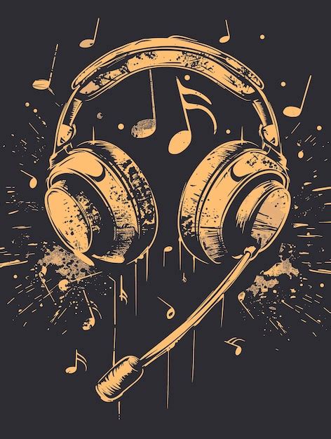 Premium Vector Headphones And Music Notes On Grunge Background Vector