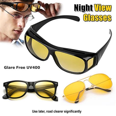 Anti Glare Yellow Tinted Hd Night Vision Driving Glasses Classic Pilot