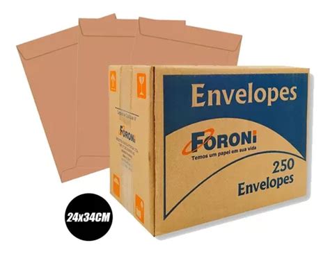 Caixa De Envelope Pardo Foroni 24x34 250 Unid Full Frete grátis