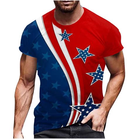 Tmoyzq Mens Plus Size American Flag Print Muscle Shirts 4th Of July