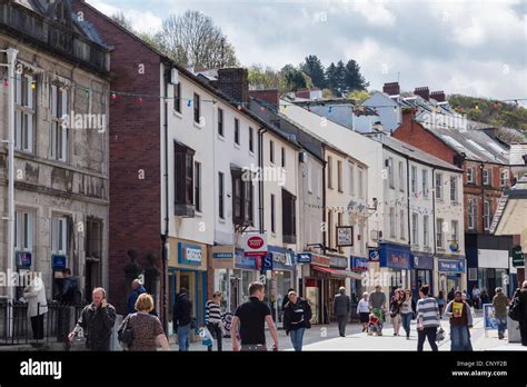 High Street Bangor North Wales Uk Street Scene Busy With People