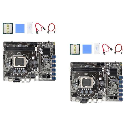 2X B75 ETH Mining Motherboard 12 PCIE To USB G1620 CPU Switch Cable