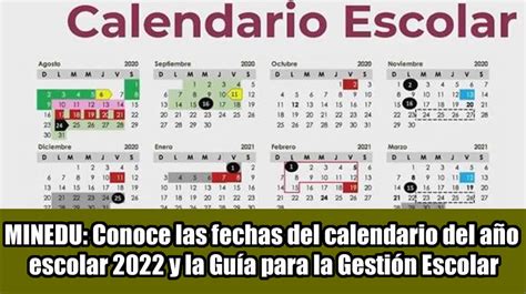 Minedu Conoce Las Fechas Del Calendario Del Año Escolar 2022 Y La Guía