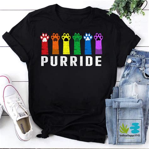 Purride Paw Cat Kitten Lgbt Gay Les Pride Rainbow Vintage Cute T Shirt