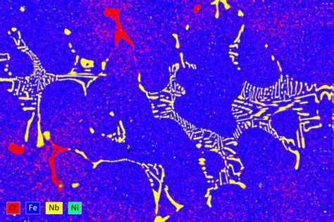 엔지니어링 강철의 니오비움 원소 매핑 Bruker