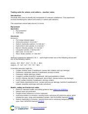 Identifying Anions And Cations In Salts Experiment Guide Course Hero