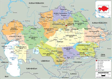 kazakhstan map political worldometer