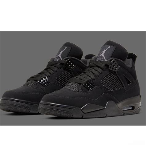 Jordan black cat 4s Size 4.5Y/6 women flaws shown... - Depop