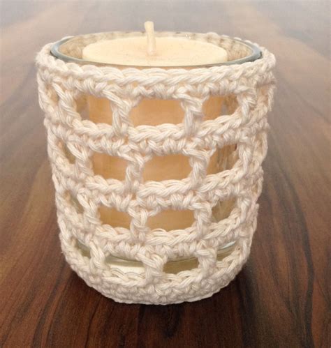 Knit And Tea Free Crochet Candle Holder Cozy Pattern Candle Holders Candles Tea Candle Holders