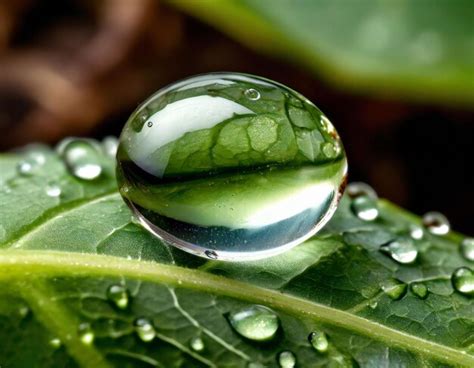 Premium Ai Image Clear Perspective Macro Image Of Water Droplet On Leaf