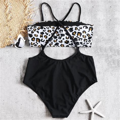 Neue Frauen Leopard Padded Push Up Bh Strand Bikini Set Sexy Badeanzug