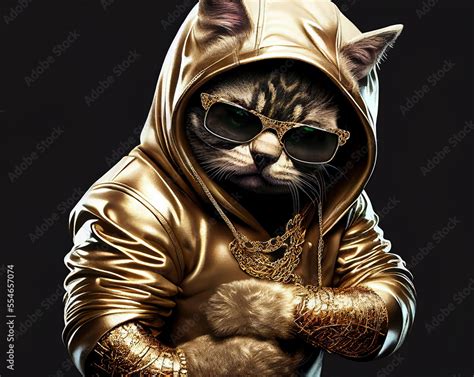 Cool Gangsta Cat Rapper In Sunglasses Sketch Art For Artist Creativity