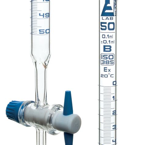 Borosilicate Glass Astm Graduated Burette With Ptfe Stopcock 50 Ml 0 — Eisco Industrial