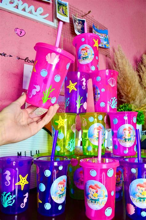 Vasos Personalizados De La Sirenita Bebe Dulceros De La Sirenita