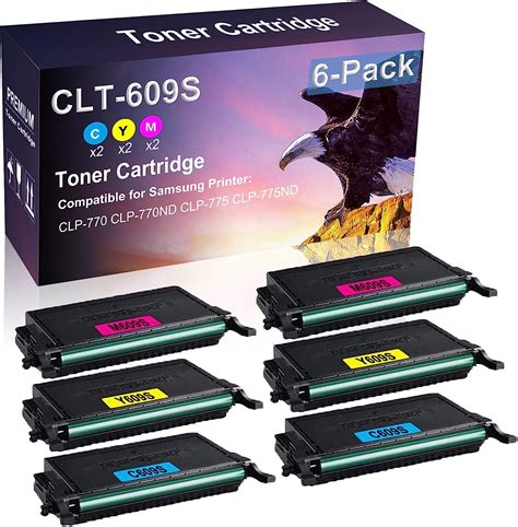 Amazon 6 Pack 2C 2Y 2M Compatible High Yield CLT 609S CLT C609S