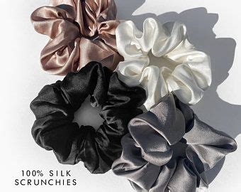 Buy Pure Silk Hair Scrunchies Set Of Gray Tones Mm Silk Charmeuse