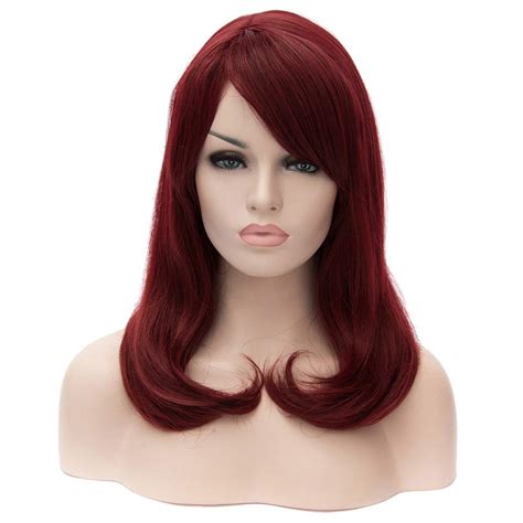 Honghu Medium Long Straight Wig 40cm Side Bangs Wig Stylish Long Great Wavy Curly