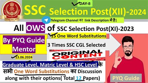 Day Latest Ssc Selection Post One Word Substitution Revision Pyq