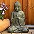 Bouddha Statue En Pierre Gris Ardoise D Coration Figurine Pour