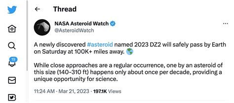 Asteroid 2023 DZ2 will pass within 100,000 miles of Earth on Saturday