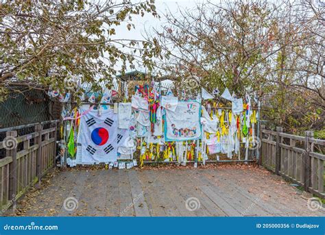 Imjingak Korea November 10 2019 Ribbons On A Fence At Imjingak