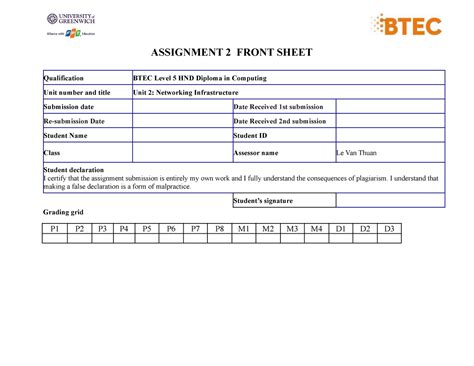 Unit Assignment Frontsheet Assignment Front Sheet Qualification