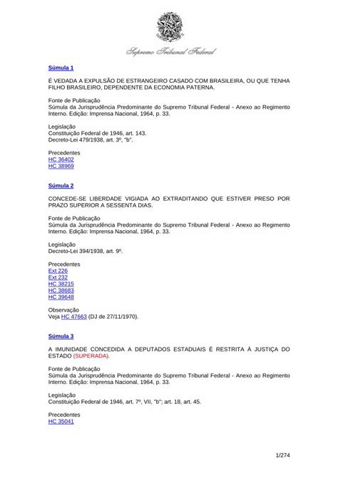 PDF Sumula Do STF 1 A 736 Pdf DOKUMEN TIPS