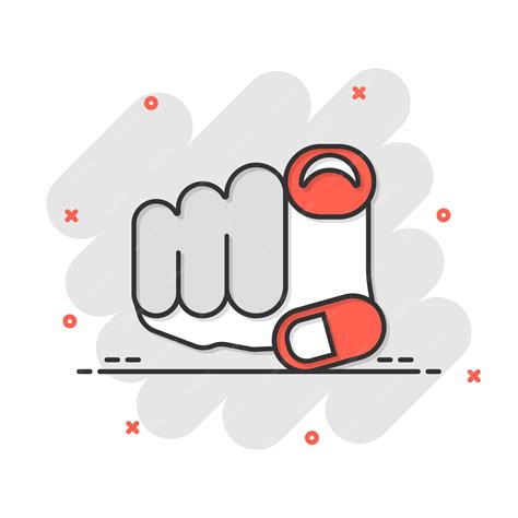 Premium Vector | Finger point icon in comic style hand gesture cartoon ...