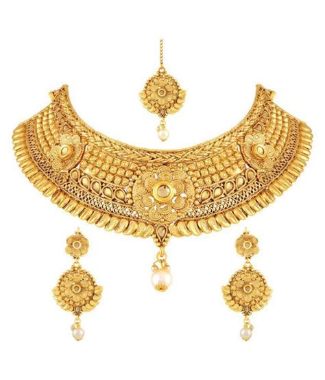 Asmitta Jewellery Zinc Golden Choker Traditional Kt Gold Plated