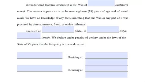 Fillable Virginia Last Will And Testament Form Free Formspal