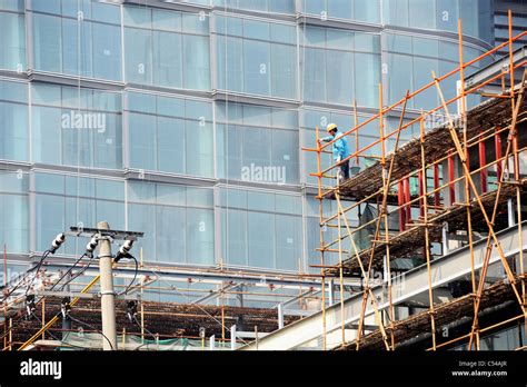 Bamboo Scaffolding Being Used In Shanghai Stock Photo Alamy