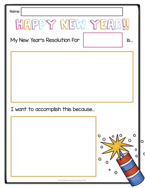 Free New Year Resolution For Students A Differentiated Class