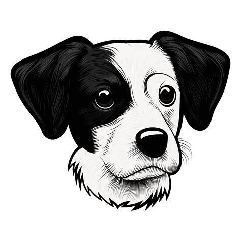 Retrato De Perro Blanco Y Negro Ilustraci N De Cara De Perro