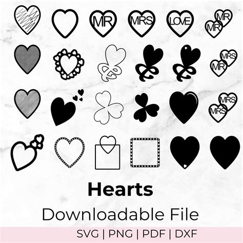 Hearts Svg Bundle Heart Outline Svg Heart Cut Files Heart Clipart