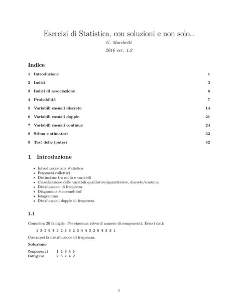 Esercizi Elem Esercizi Di Statistica Con Soluzioni E Non Solo G